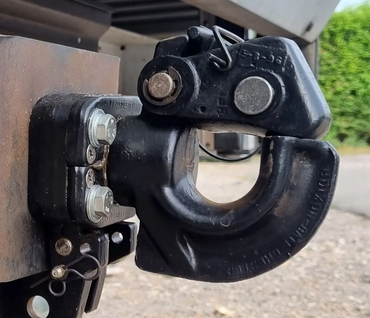 Black NATO hitch fitted to a trailer